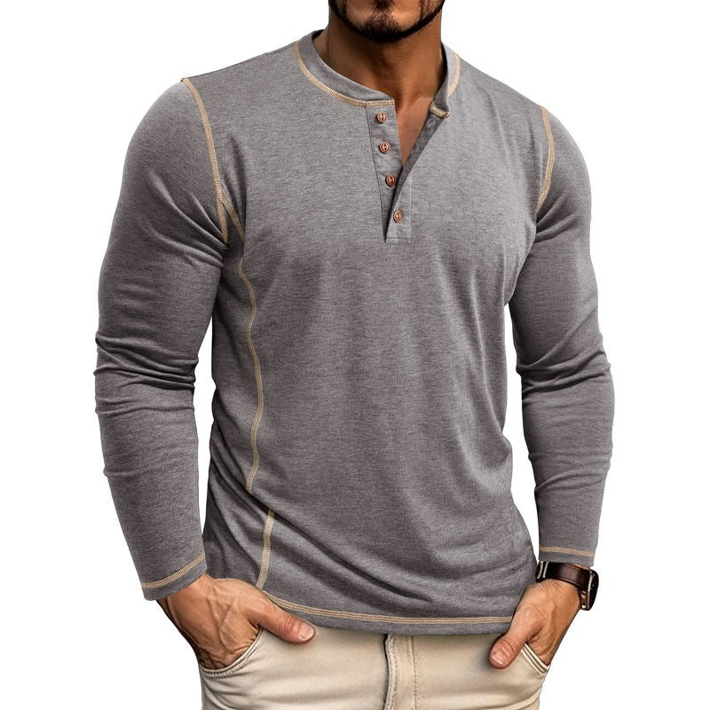Herren Langarmshirt mit Knopfleiste