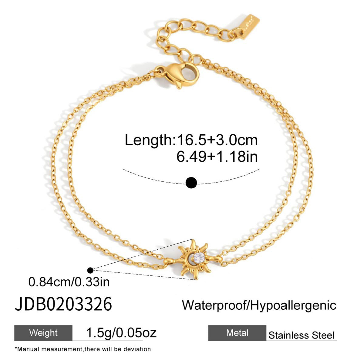 Damen Armband mit Sonnenmotiv aus hypoallergenem Edelstahl Shop Nory