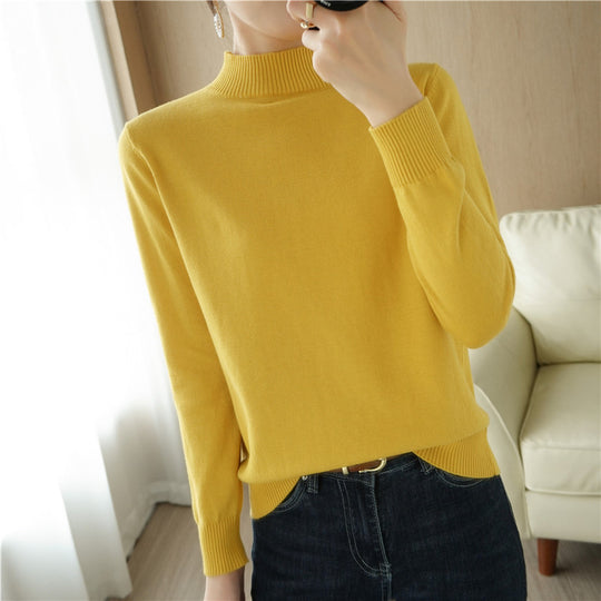 Damen Leichter Kurzgeschnittener Stehkragenpullover aus Feinstrick mit verlängerten Rippbündchen Shop Nory
