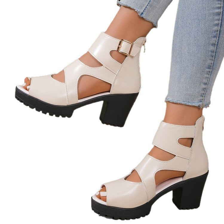 Damen Offene High-Heel Sandalen mit modischen Riemen