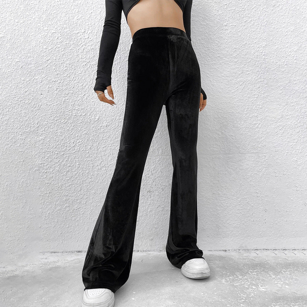 Damen samtige Highwaist‑Schlaghose mit weitem Bein und sculptender Passform Shop Nory