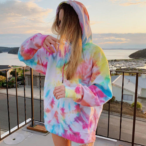 Damen Kapuzenpullover aus kuscheligem Material mit Batikdesign