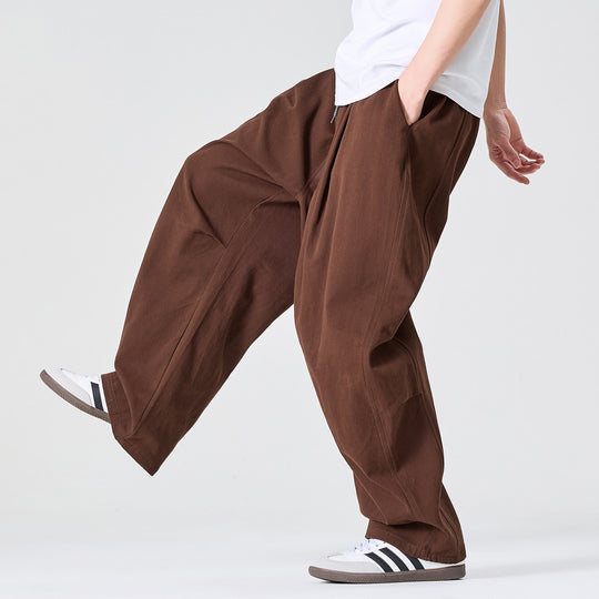 Herren Weite Relaxed-Fit Stoffhose mit Tunnelzug und Bundfalten Shop Nory