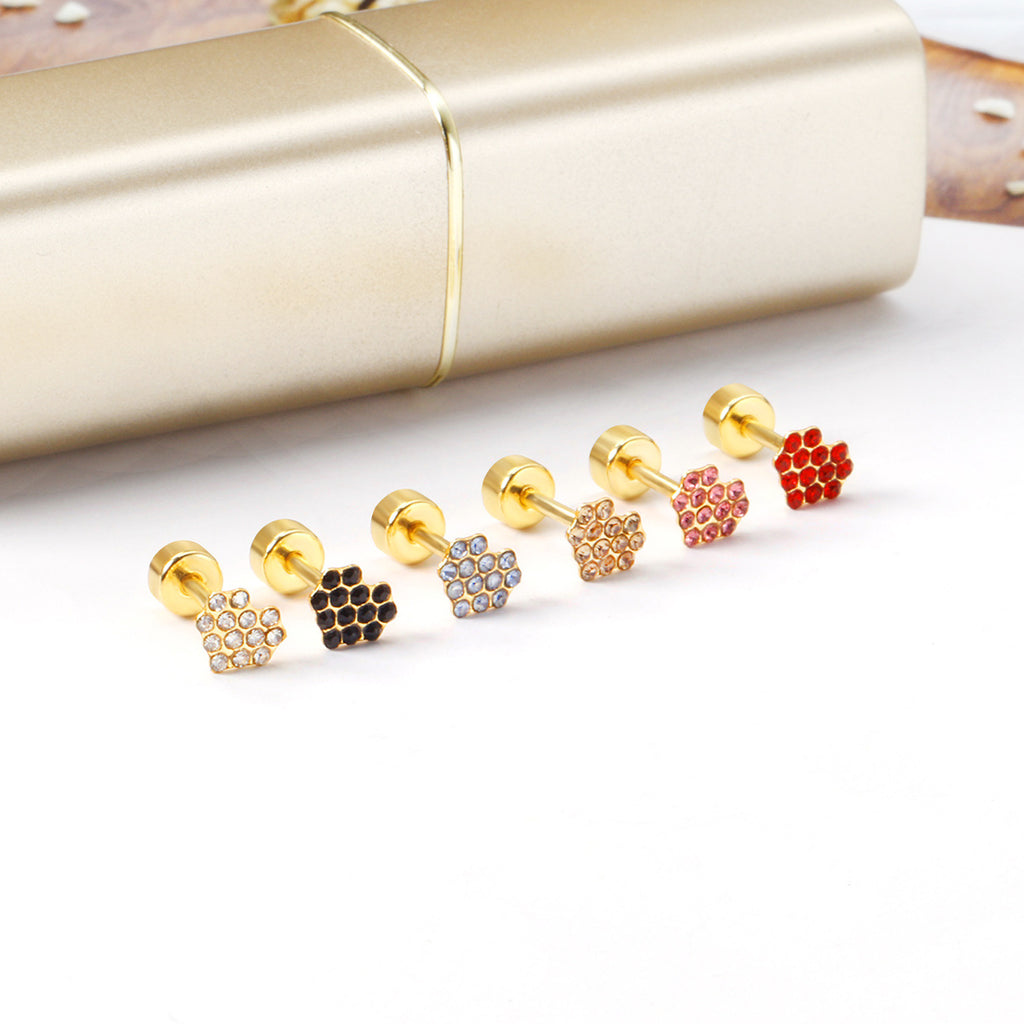 Damen Ohrstecker im verspielten Herzdesign mit bunten Kristallen Shop Nory