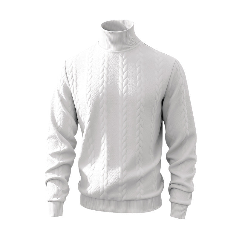 Herren Grobstrick-Rollkragenpullover mit Zopfmuster und gerippten Bündchen Shop Nory