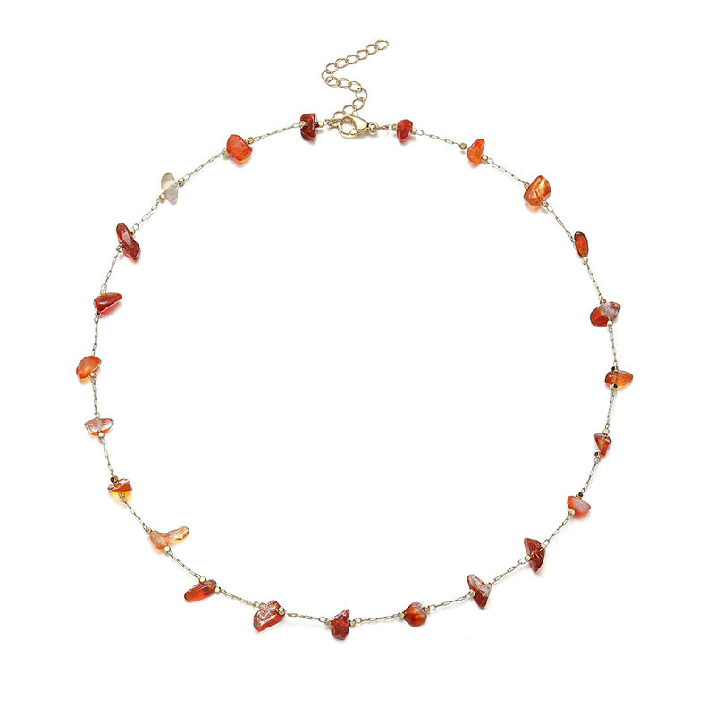 Damen Halskette mit funkelnden Halbedelsteinen in zarter Anordnung Shop Nory