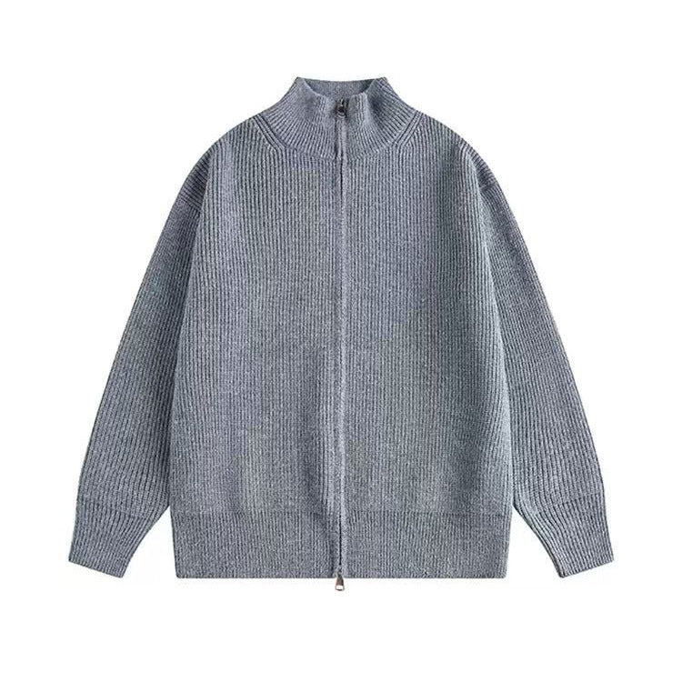 Damen Oversized Strickjacke mit hohem Kragen und Reißverschluss Shop Nory