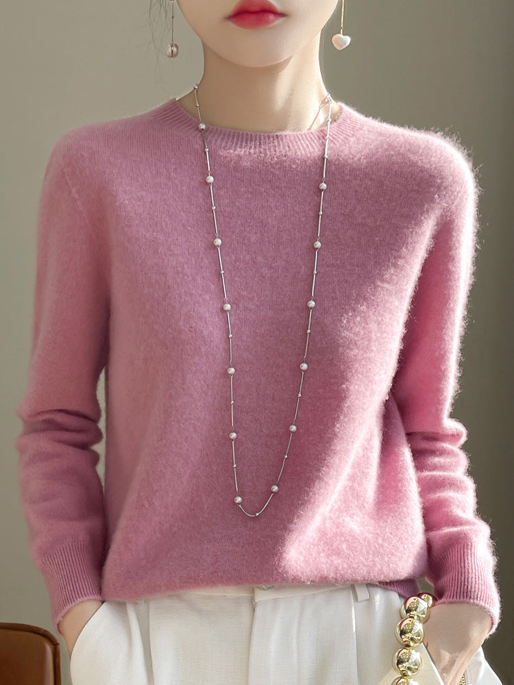 Damen Luxuriöser Kuschelstrick-Pullover mit Rundhals und Mohair-Optik Shop Nory
