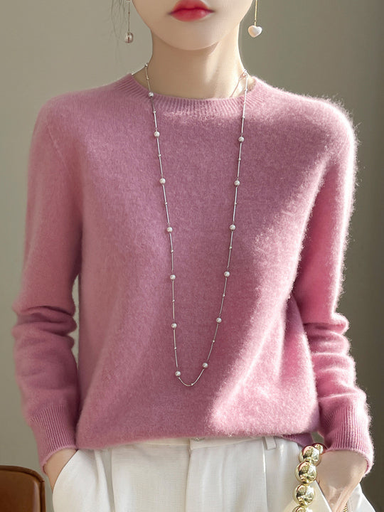 Damen Luxuriöser Kuschelstrick-Pullover mit Rundhals und Mohair-Optik Shop Nory