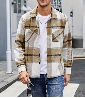 Herren lässige Karomuster Hemdjacke