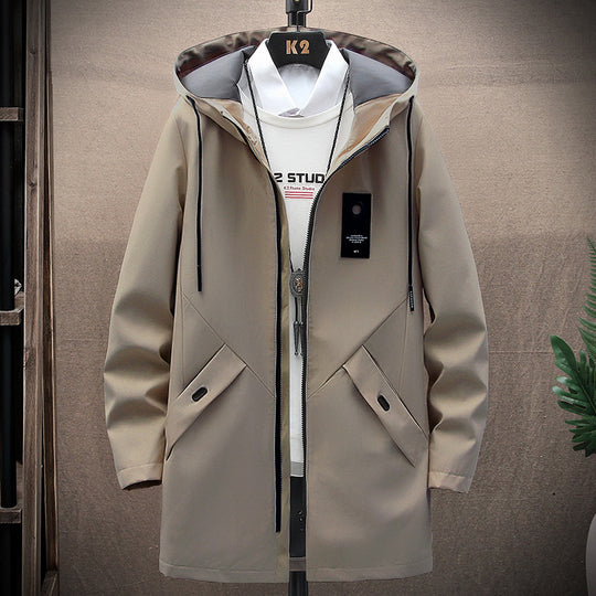 Herren urbaner Midlength Tech-Parka mit Kapuze, verdecktem Reißverschluss und winddichter Beschichtung Shop Nory