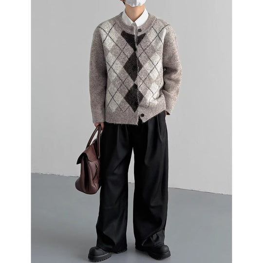 Damen Grobstrickjacke mit modernem Karomuster Shop Nory