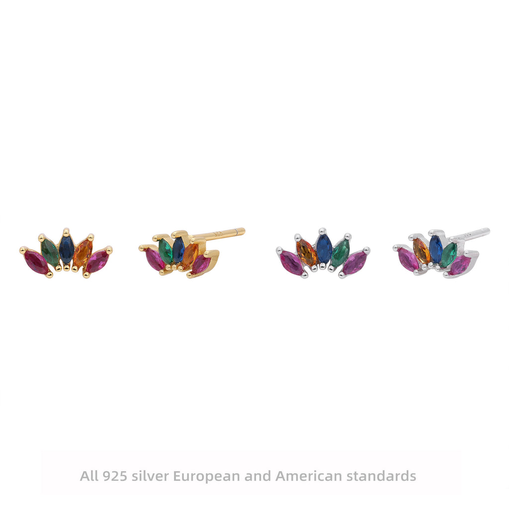Damen Ohrstecker aus hochwertigem 925 Sterling Silber mit buntem Zirkonbesatz Shop Nory