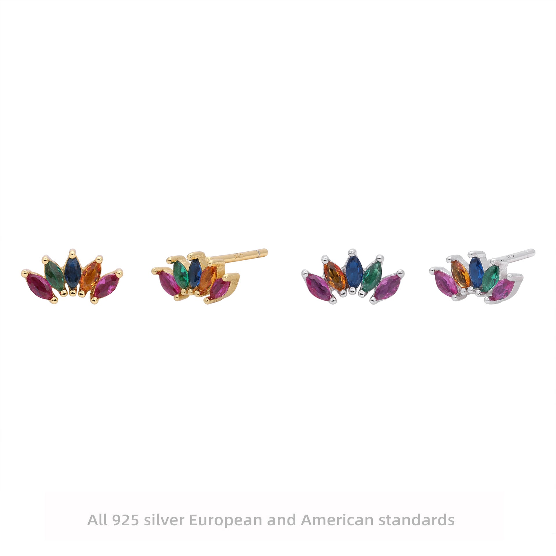 Damen Ohrstecker aus hochwertigem 925 Sterling Silber mit buntem Zirkonbesatz Shop Nory