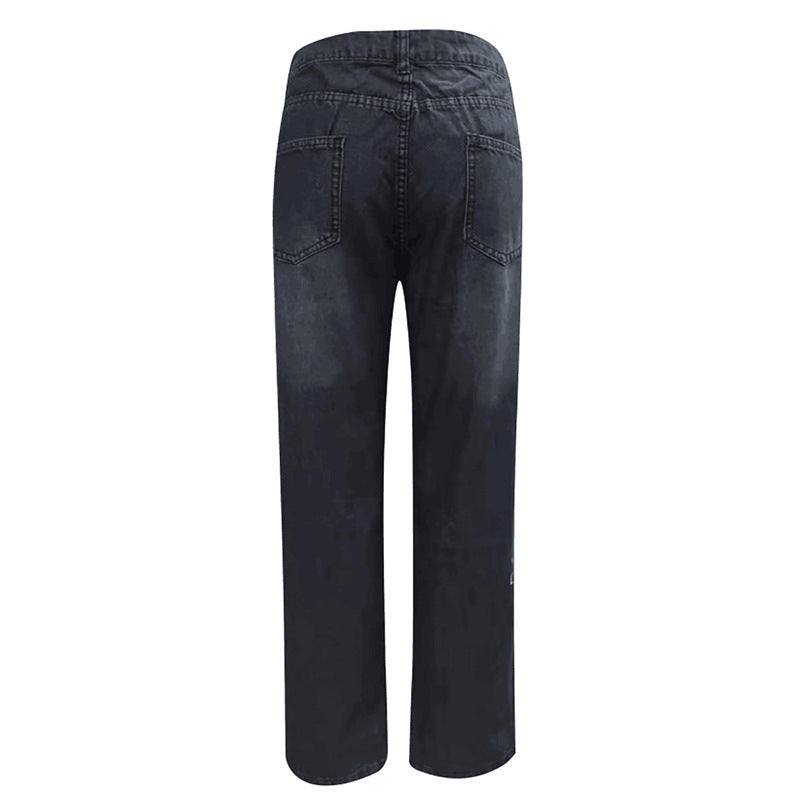 Damen High-Waist Ripped Jeans mit fransigen Details