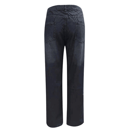 Damen High-Waist Ripped Jeans mit fransigen Details
