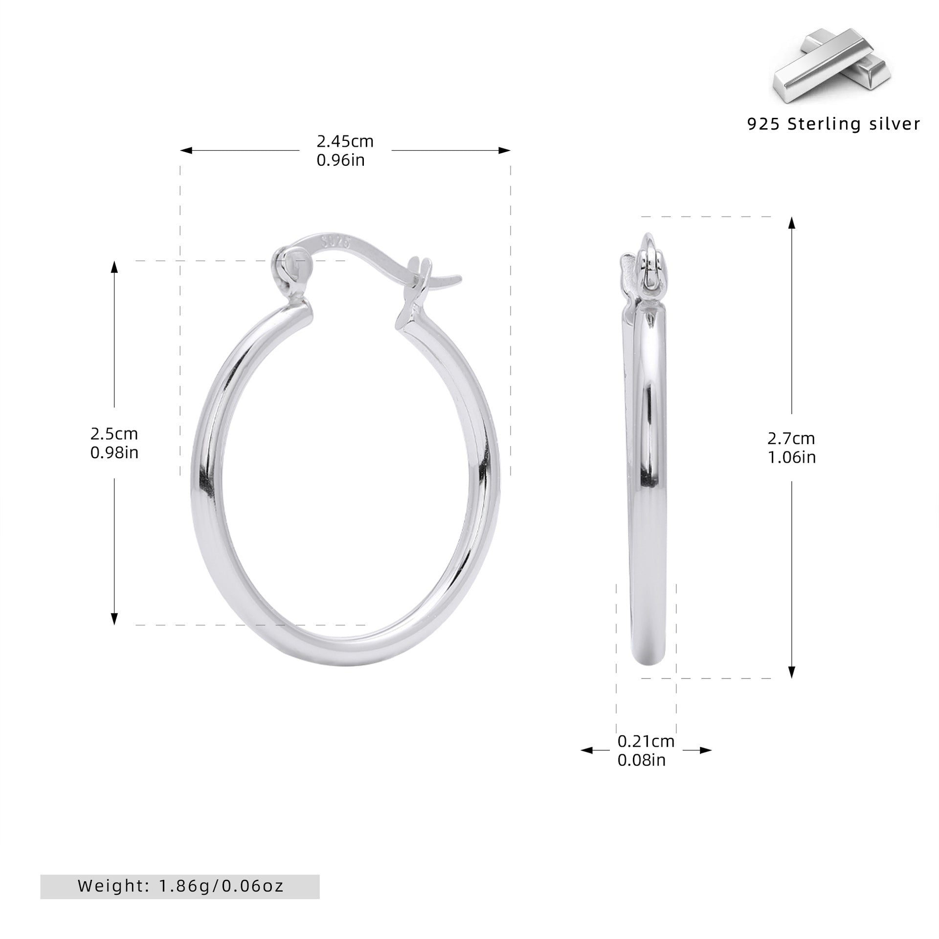 Damen Creolen aus 925 Sterling Silber mit elegantem, geschwungenem Design Shop Nory