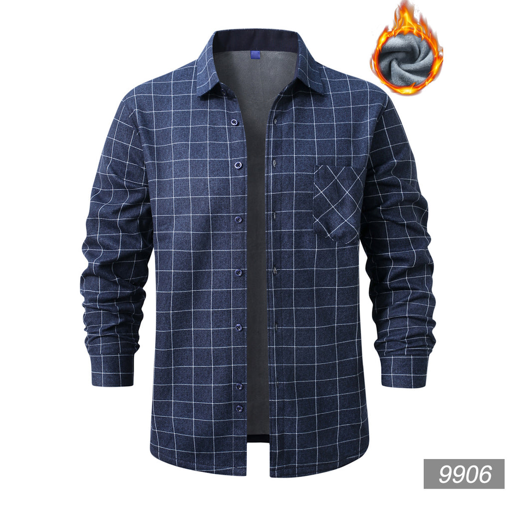 Herren kariertes Flanellhemd mit wärmender Fleece-Innenlage und aufgesetzter Brusttasche Shop Nory