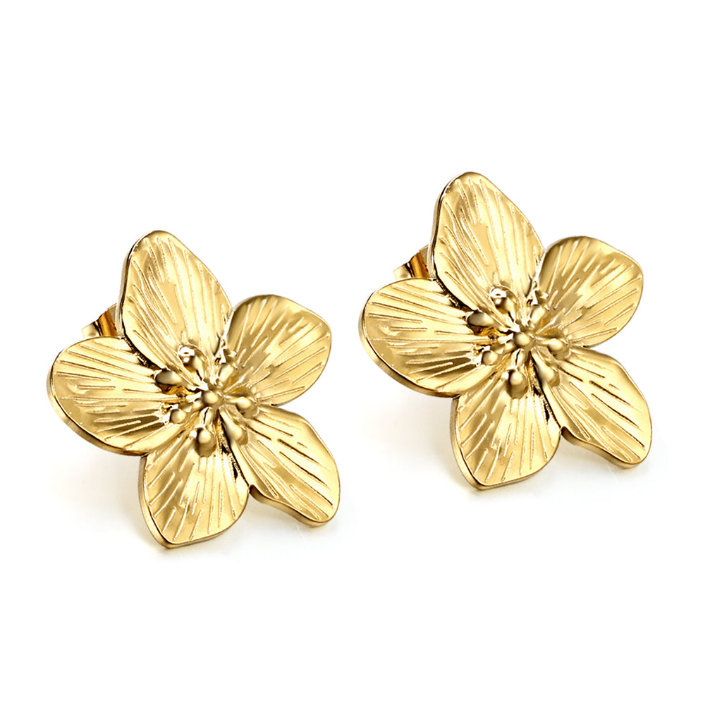 Damen Ohrstecker mit floralen Motiven aus hochwertigem Edelstahl und goldplattierter Oberfläche Shop Nory