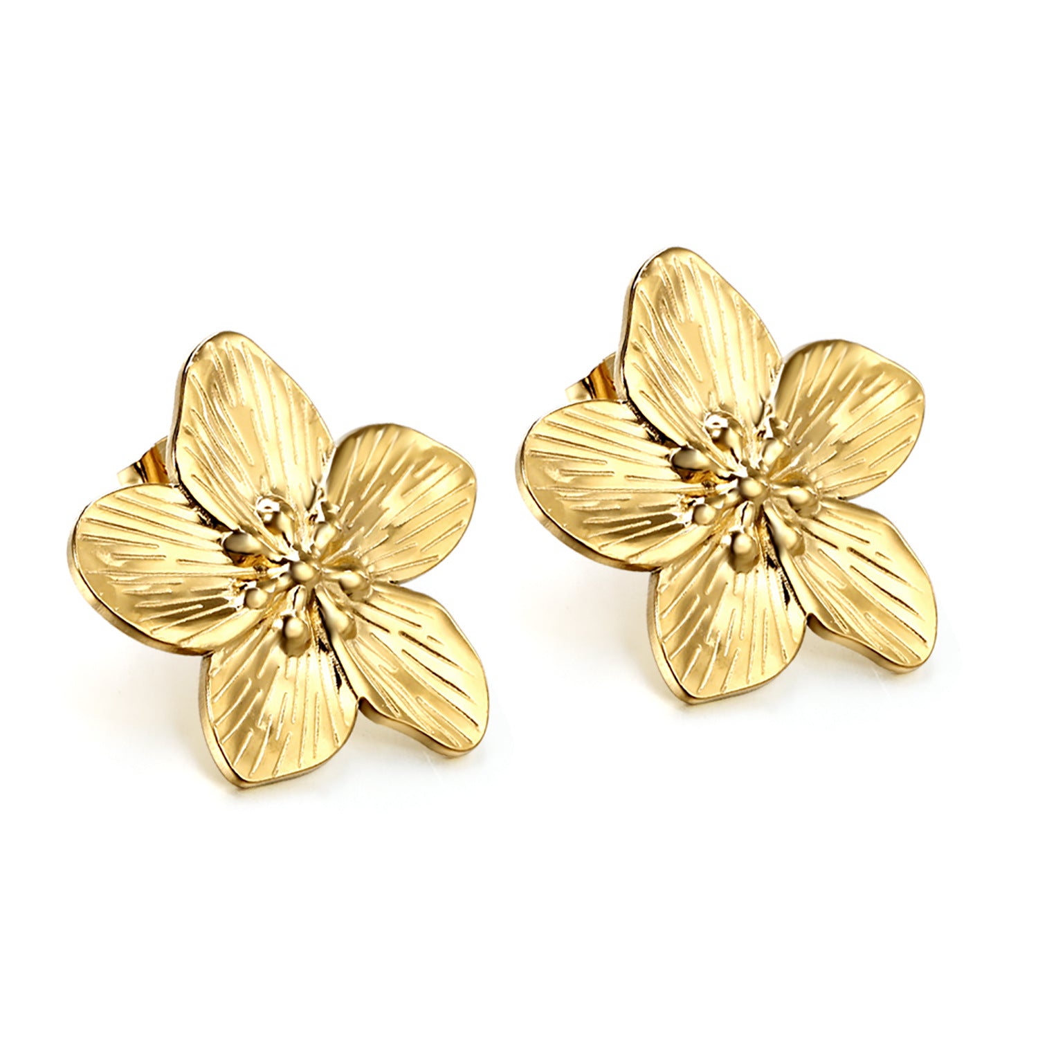 Damen Ohrstecker mit floralen Motiven aus hochwertigem Edelstahl und goldplattierter Oberfläche Shop Nory