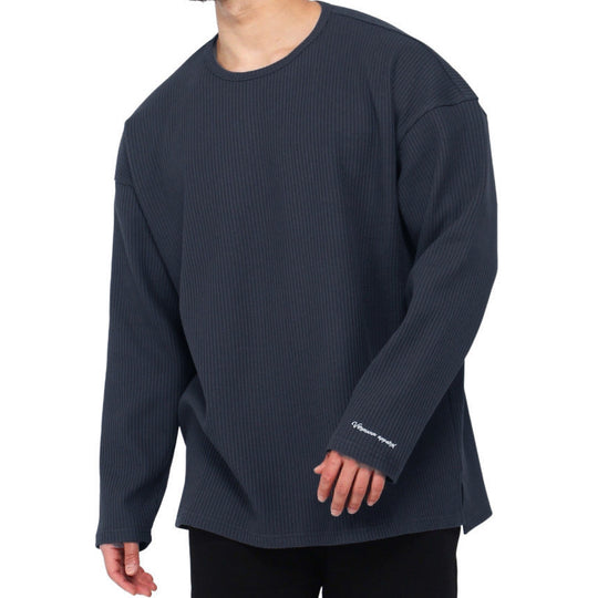 Herren Langarmshirt mit strukturiertem Rippenmuster und modernem Schnitt