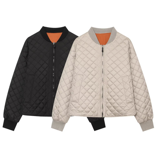 Damen Leichte gesteppte Bomberjacke im Cropped-Boxy-Schnitt mit Rautensteppung Shop Nory
