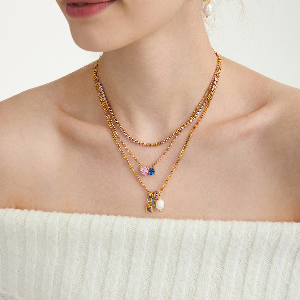 Damen Halskette mit eleganten Anhängern aus hypoallergenem Edelstahl Shop Nory