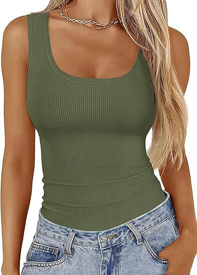Damen Körperbetontes Oberteil mit breiten Trägern und geripptem Design