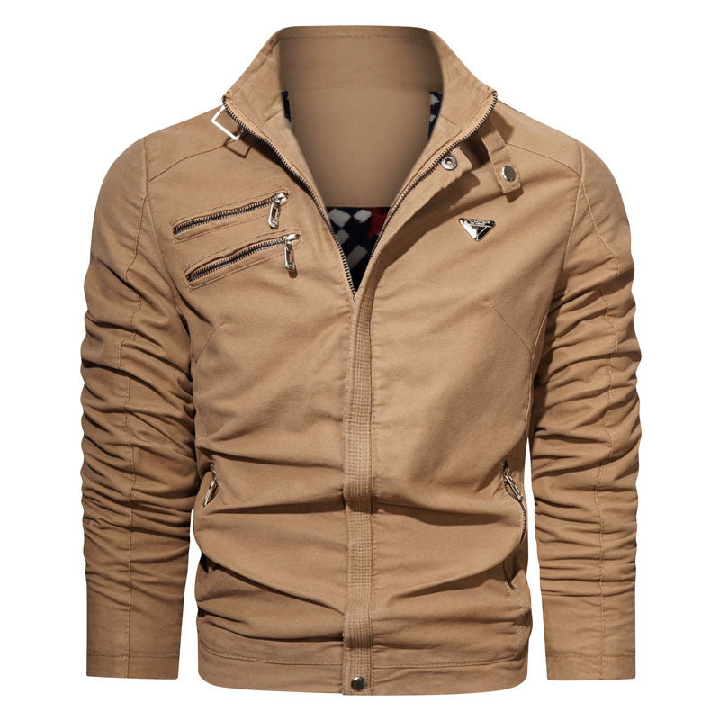 Herren leichtes Canvas‑Utility‑Blouson mit Stehkragen, asymmetrischer Brustreißverschlusspartie und Zier‑Reißverschlüssen Shop Nory
