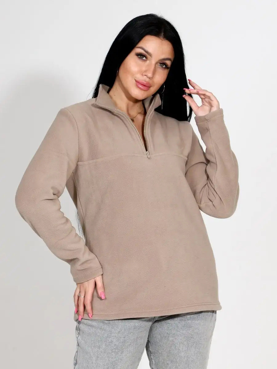Damen Fleeceoberteil mit kurzem Halbzip und Stehkragen Shop Nory