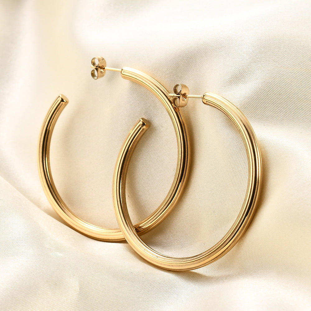 Damen Creolen mit elegantem, geripptem Design Shop Nory