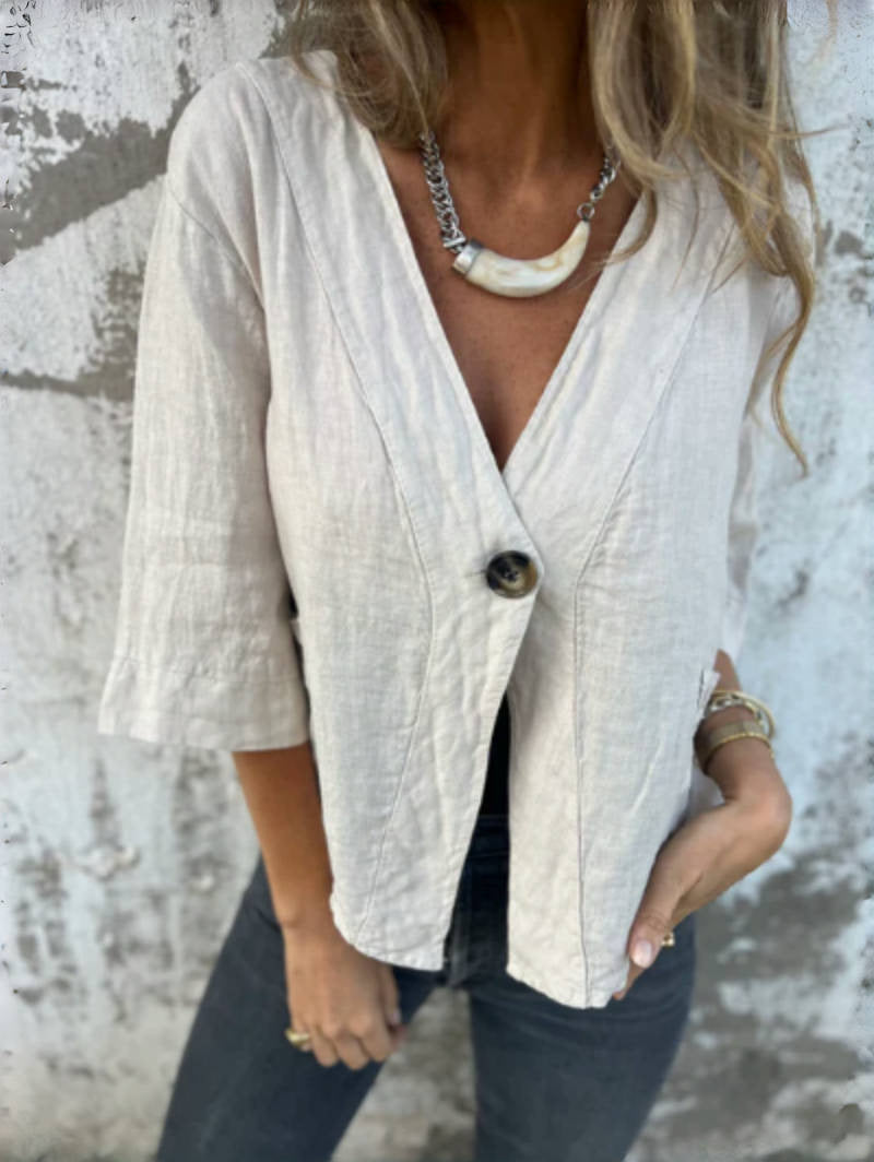 Damen Leichtes Leinenblazer mit kurzer Arm