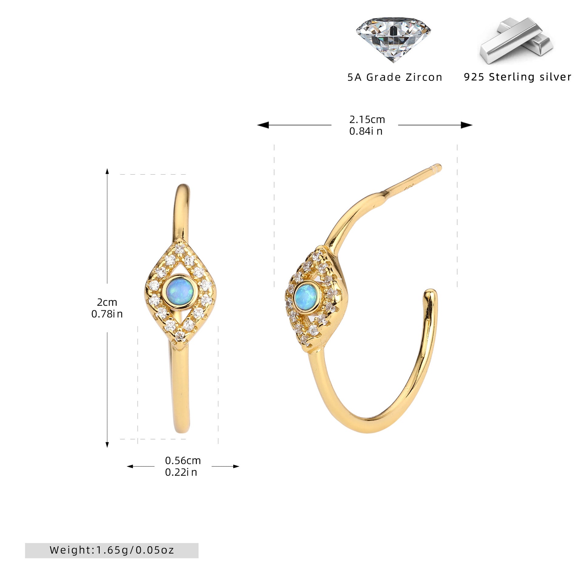 Damen Ohrstecker mit Zirkon und hochwertigem 925 Sterling Silber Shop Nory
