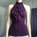 Damen Haltertop mit elegantem Rüschendesign Shopnory