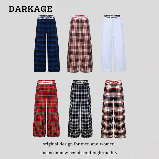 Damen Weite Lounge-Hose mit Karomuster und elastischem Logobund Shop Nory