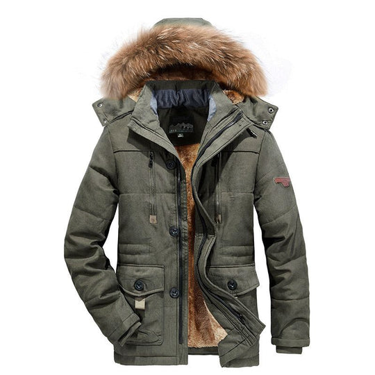 Herren wattierter Parka mit Kunstfellkapuze und Teddyfutter Shop Nory