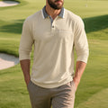 Herren Langarm Polo-Shirt aus atmungsaktivem Stoff mit modernem Kragen