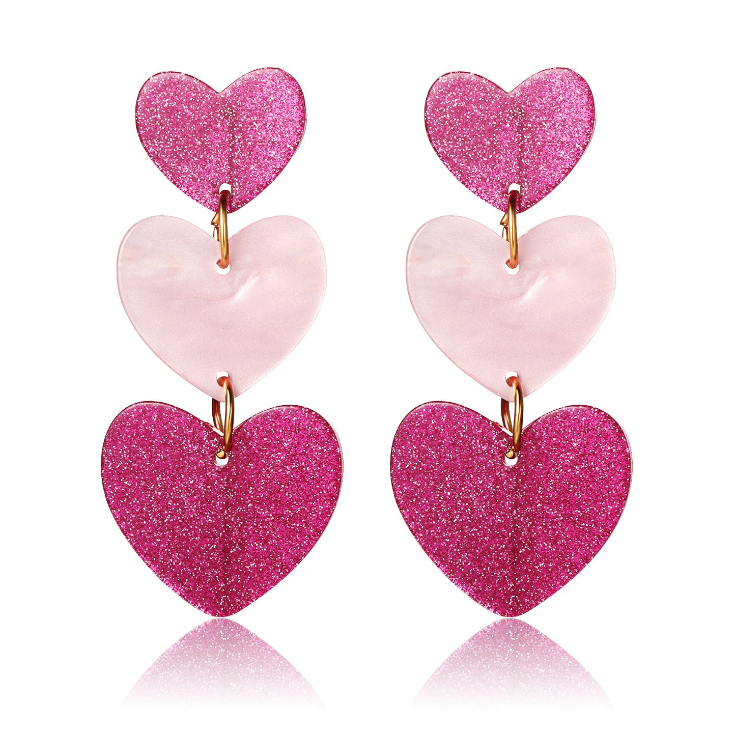Damenohrringe mit funkelnden Herzanhängern aus hochwertigem Acryl Shop Nory