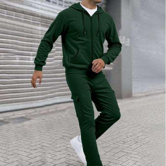 Herren nan athletischer Zip-Sweatset mit Cargo-Jogginghose, ergonomischen Nähten und gerippten Bündchen Shop Nory
