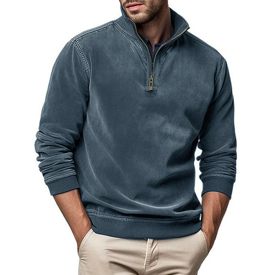 Herren Halbzip Sweatshirt mit Stehkragen und Rippbündchen Shop Nory