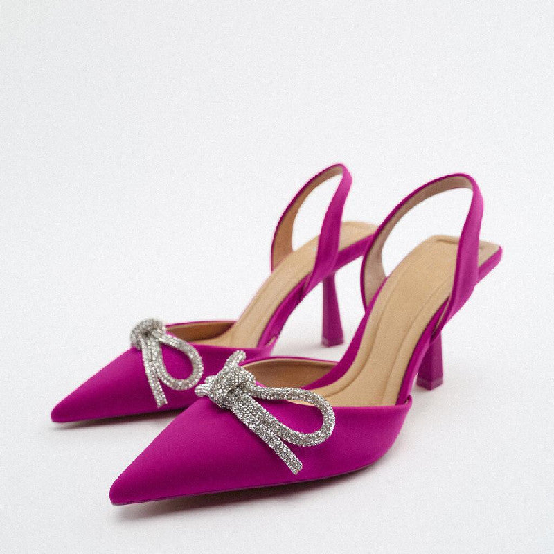 Damen Slingback Pumps mit funkelndem Schleifenakzent und elegantem Absatz