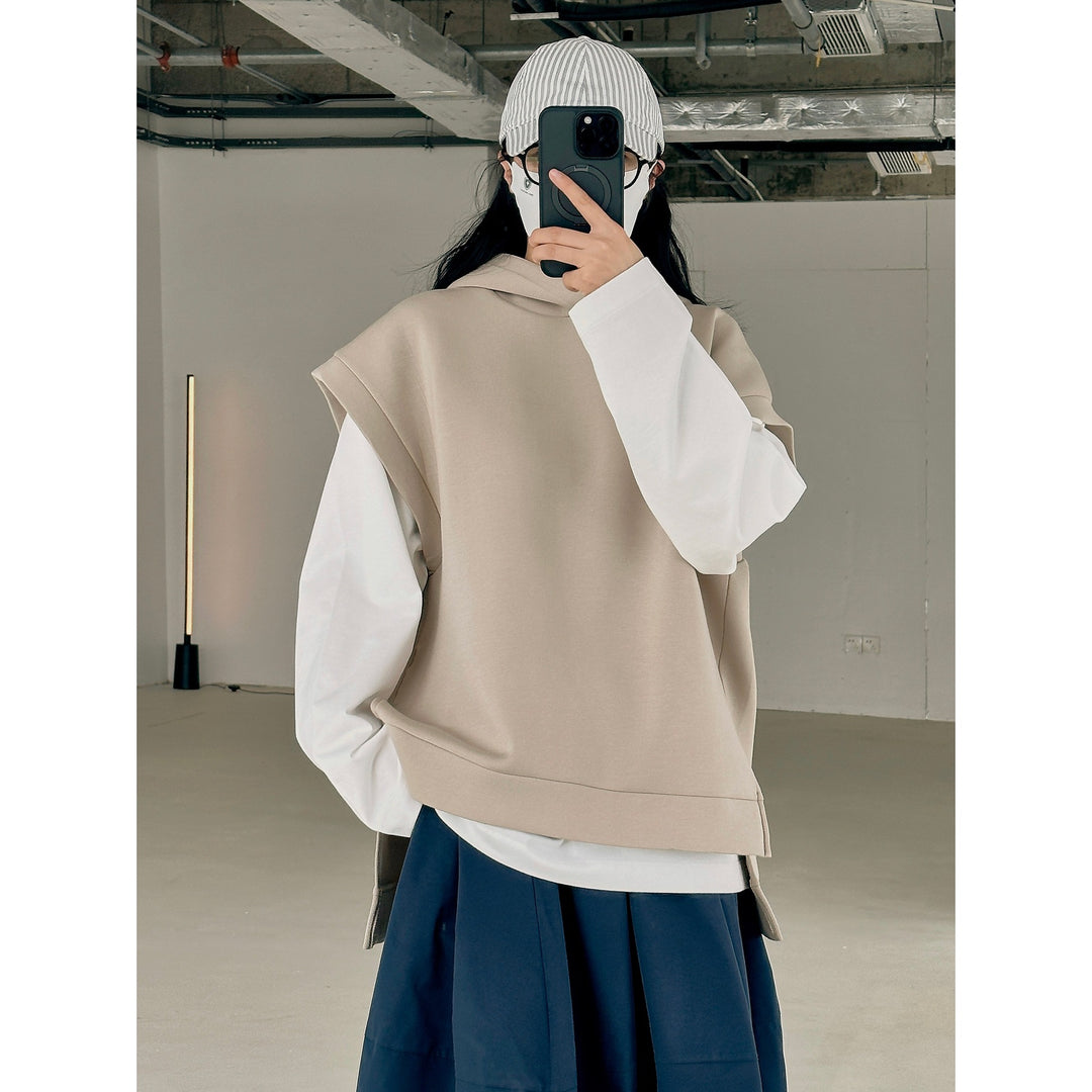 Damen Ärmellose Kapuzenweste im Boxy-Cut aus French Terry mit Seitenschlitzen Shop Nory