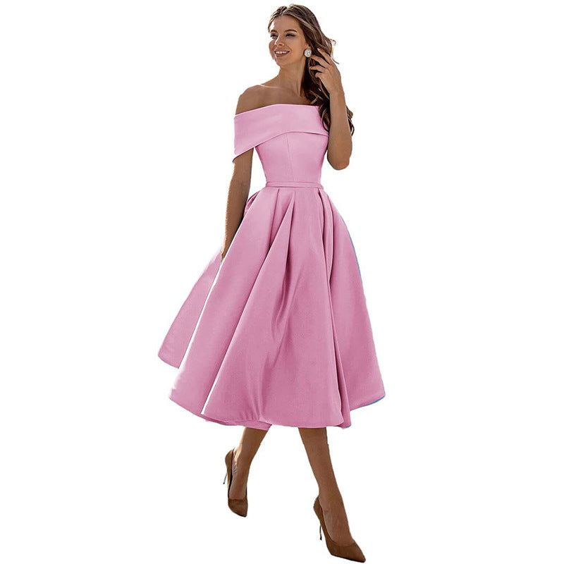 Legere Mode Satin Cocktailkleid Ohne Träger