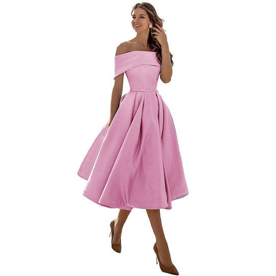 Legere Mode Satin Cocktailkleid Ohne Träger