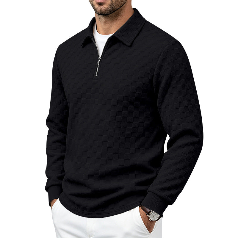 Herren Strukturierter Strickpullover mit Troyer-Kragen und halbem Reißverschluss Shop Nory