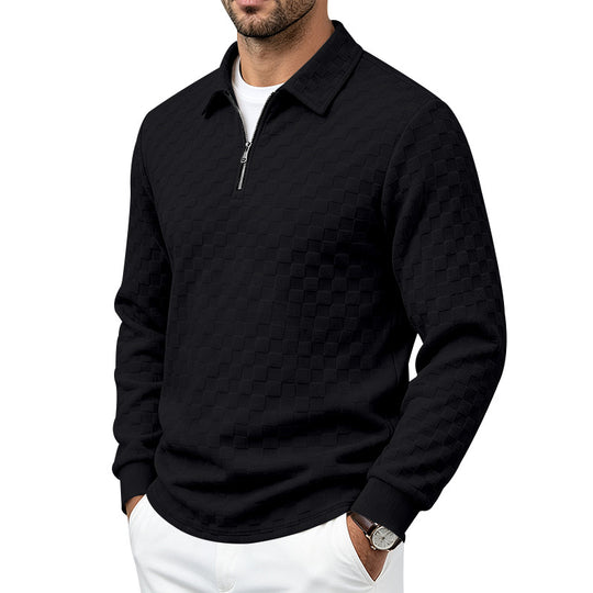 Herren Strukturierter Strickpullover mit Troyer-Kragen und halbem Reißverschluss Shop Nory