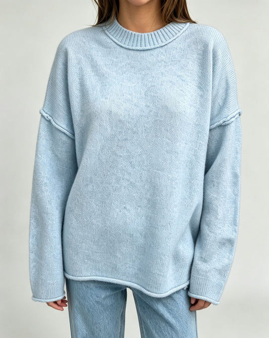 Damen Oversize-Boxy-Pullover mit kurzem Stehkragen und dekorativer Kantennaht Shop Nory