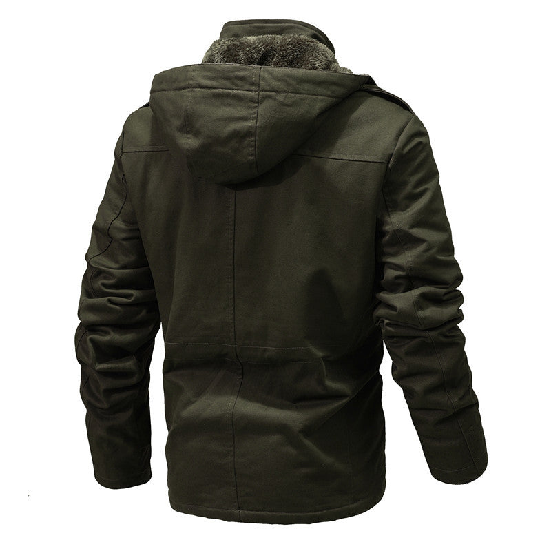 Herren Thermisch gefütterte Parka-Jacke mit Teddyfutter, Kapuze und Multifunktionstaschen Shop Nory