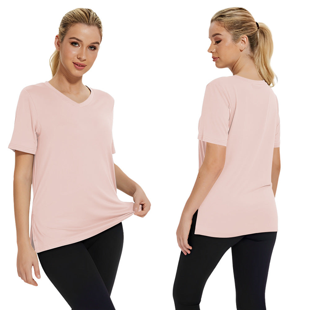 Damen Funktionales V-Ausschnitt Sportshirt mit atmungsaktiver Technologie Shopnory