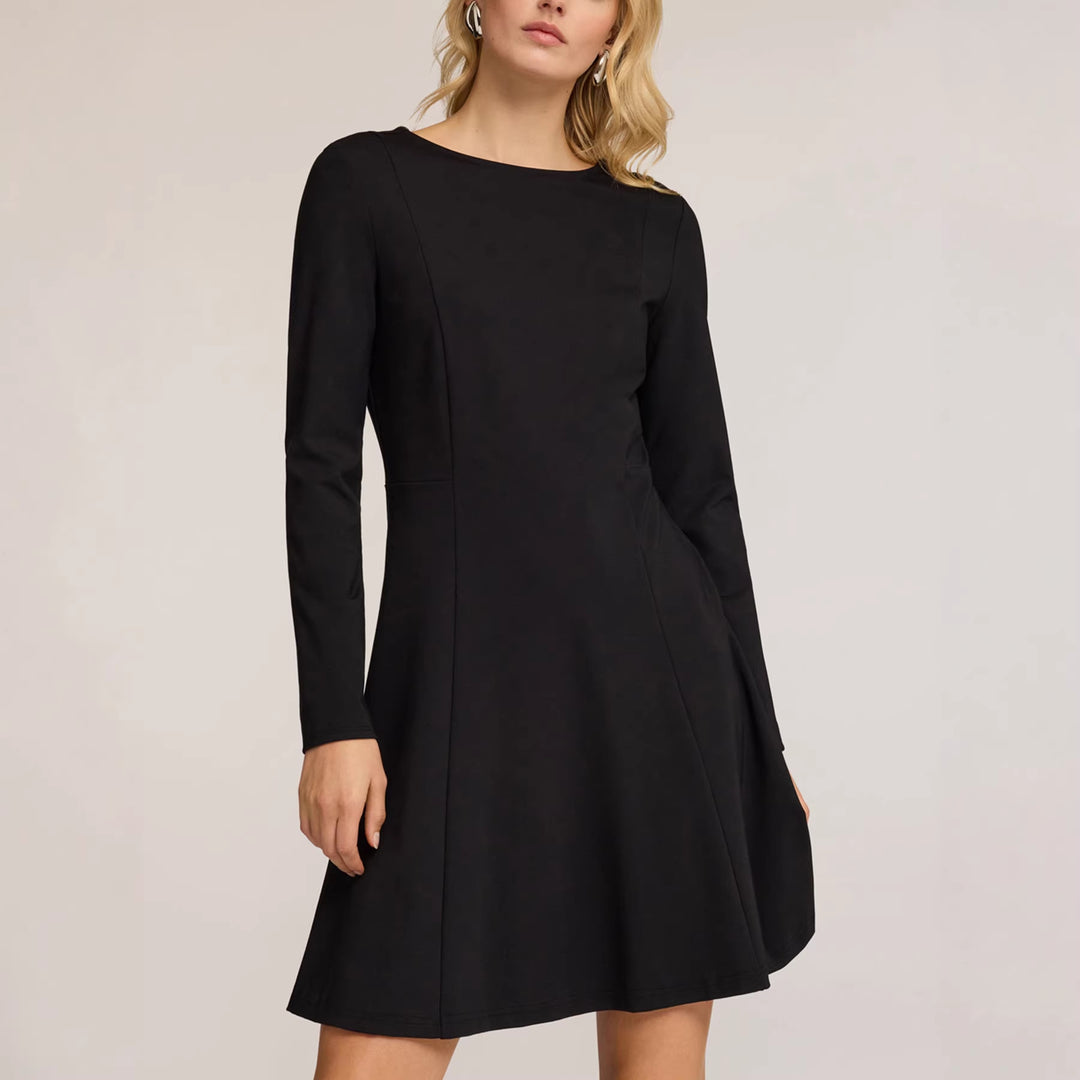 Damen Elegant fließendes Chiffon‑Kleid mit geraffter Taillenpasse, langen Ballonärmeln und Bindekragen Shop Nory
